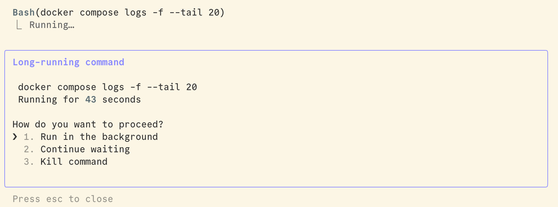 screenshot of the claude code background tasks terminal UI