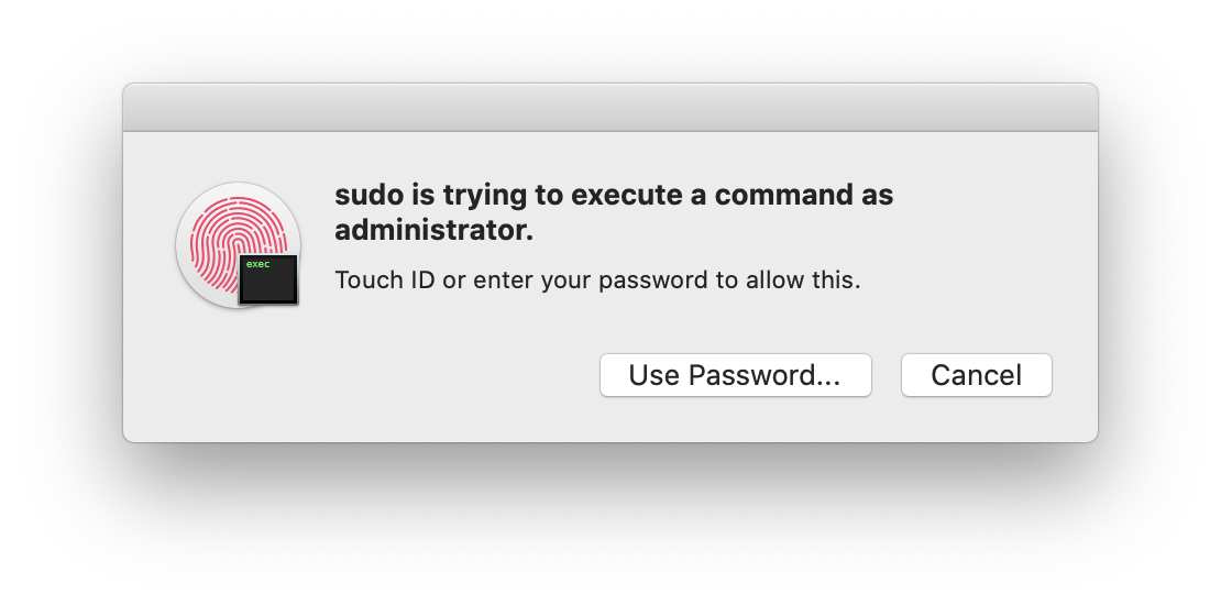 TouchID authentication for sudo